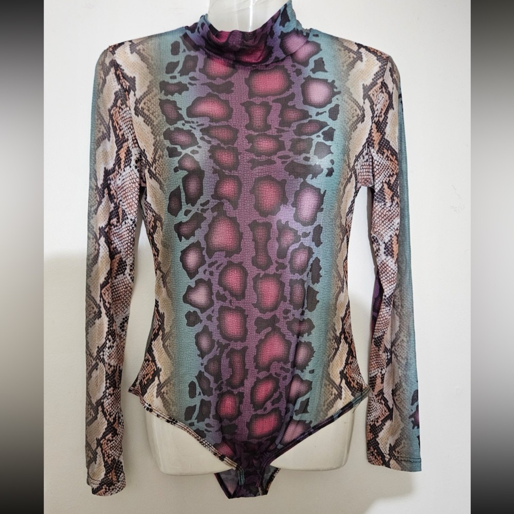 Halfheart Snakeskin Print Bodysuit sz M stretchy. Good condition